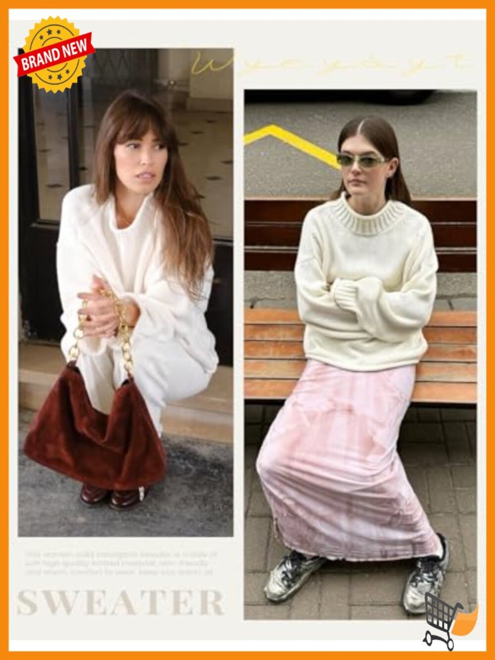Chunky Cable Knit Rollneck Pullover Sweater Cotton Acrylic Beige Women's - Picture 3 of 6